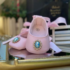 First Walkers Dollbling Ivory Christening Soft Baby Shoes Headband Lace Luxury Cross Diamond Charm Crochet Infant White Baptism Ballet
