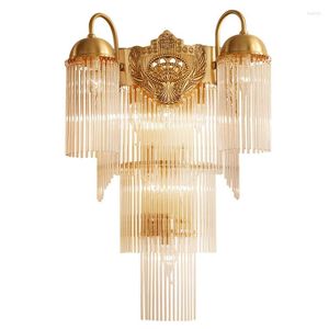 Стеновая лампа классическая европейское стиль медный телевизионный фон вилла эль -лобби гостиная декоративная световая спальня