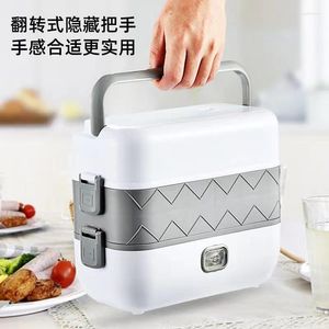 Dinnerware Sets Electric Heating Lunch Box Portable Single/Double Layer Rice Bowl Container Warmer Stainless Steel