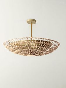 Pendant Lamps Japanese Art Chandelier Living Room Bedroom Dining Homestay Rattan Handmade Creative Lamp