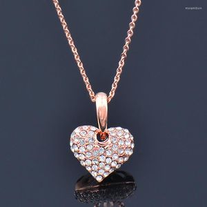 Catene KIOOZOL Collane con pendente a forma di cuore di cristallo per le donne Ragazze Accessori per gioielli da sposa color oro rosa 2022 337 XS1