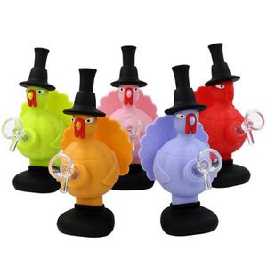 Desktop Silicone Colorful Hookah Glass Pipes Kit Dry Herb Tobacco Filter Handle Bowl Waterpipe Shisha Smoking Cigarette Bong Holder Handpipes DHL