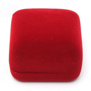 Caja de almacenamiento de joyer￭a de 100 piezas Red Flock Velvet Rose Engagement Bodying Ring Holder1779