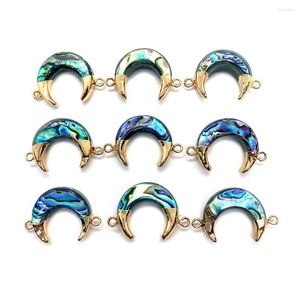 Charms Conchiglia di abalone Naturale a forma di mezzaluna Doppio foro Connettore placcato in oro squisito Collana con ciondolo di moda fatta in casa Regalo per orecchini