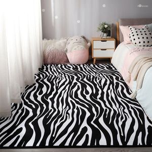 Teppiche Zebra-Teppich für Wohnzimmer, Samtteppich, Schlafzimmer, Nachttisch, quadratische Teppiche, weich, flauschig, für Zuhause, Kinder, Salon, Sofa, Tischdekoration, Matte