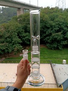 Bonganchas de bong de vidro transparente com favo de mel percolators reto dab rig shisha para fumar com junta de 18 mm feminina