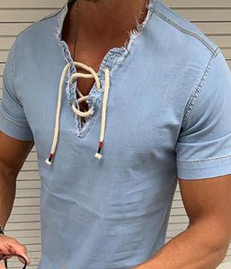 Jeans Destroyed V neckline Summer T shirt casual tshirt fashion 2xl 3xl 4xl plus size top9690630