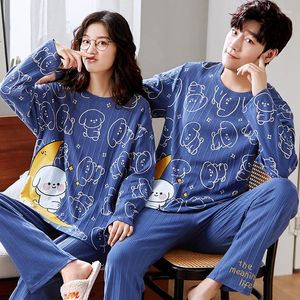 M￤ns Sleepwear Spring Coar for Women Man Cotton Pyjama Set Sleep Tops Byxor Home Clothes Pijama conuntos de Hombre