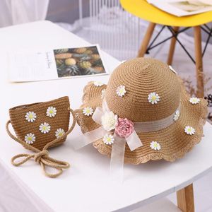 Boinas meninas 2-8 AGE AGE STRAW HAT TURISMO SUN FLOR FLORISTA E SAPA SET STEF BASEBOL Caps Men