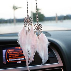 Decorazioni interne Mini Dream Catcher Ciondolo per auto Campanelli eolici Decorazione di piume Decorazioni per la casa Appeso a parete Ornamento Fatto a mano Dreamcatcher Regali T221215