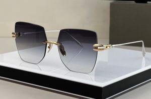 Óculos de sol sem aro quadrados Gold metal gradiente cinza Glass de sol mulheres Óculos Sombras Eyewear UV400 Proteção com caixa