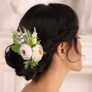 Nakrycia głowy Boho Bridal Hair Combs Białe nowość kwiat grzebieni liście spinki do włosów eleganckie kobiety akcesoria dla panny młodej