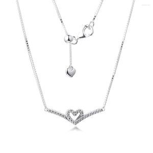 Cadeias Correntes do Dia dos Namorados Colar de Coração de Esboço de Wishling, 925 Sterling Silver Jewelry Chain colars para mulheres homens