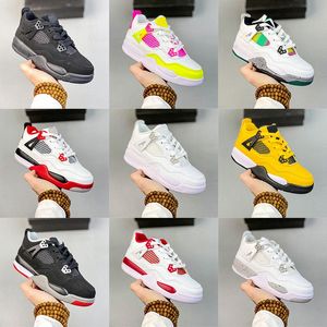 Dziecięce buty dziecięce 4 4S czarne buty chłopięce kot sneaker projektant koszykówka trenerzy wojskowi dziecięce młodzieżowe niemowlęta TD Athletic Outdoor dzieci chłopiec wlać Y451 #