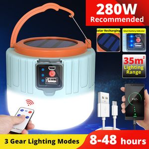 Portable High Power Led Camping Lantern Light Flashlight Solar Camping Equipment USB Bulb Tent Lamp Lighting Waterproof