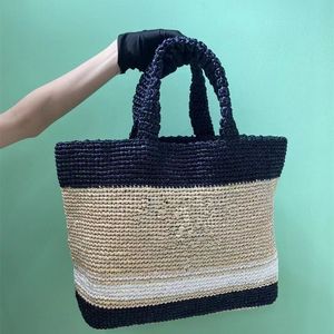 Fashion Weave Style Bags Ladies' 2023 Summer Holiday Beach Fiber Weave Letter Embroidery Large Capacity Leisure Handbag