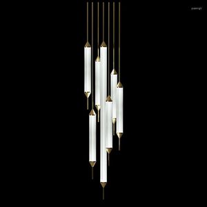 Lampadari LED Art Deco Bianco antico Flying Needle Lampadario Illuminazione Lampade a sospensione 2022 Trend Lustre Para Sala Estar per soggiorno