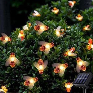 Stringhe Luci solari da giardino Stringa di fata delle api del miele 5M 8 modalità Illuminazione a festone per esterni, recinzione per interni ed esterni impermeabili