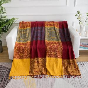 Stolskydd Drop Chenille Sofa Throw Filt Thread Sticked With Tassel Geometry Bohemian Cover Bed Home Decor