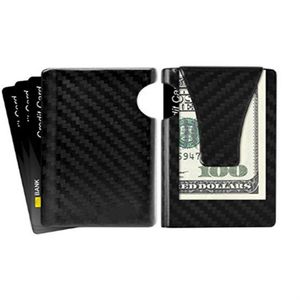 Money Clip Slim Wallet- YINUODE Minimalist Wallet Carbon Fiber Front Pocket Wallet Business Card Holder RFID Blocking Credit C232w