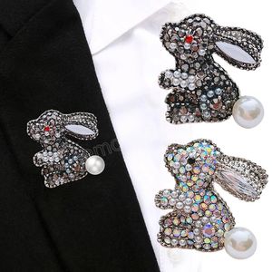 Rhinestone Rabbit Brooches For Women Kids Pins Cute Cartoon Style Wedding Party Jewelry Gift Accessories