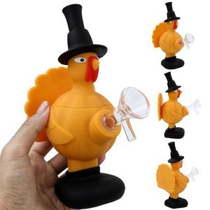 Desktop Silikon Färgglada Hookah Glass Pipes Kit Dry Herb Tobacco Filter Handle Bowl Waterpipe Shisha Röker Cigarett Bong Holder Handpipes