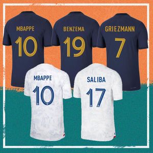 2022 Copa do Mundo Benzema MBAPPE camisas de futebol 22/23 GRIEZMANN DEMBELE GIROUD CAMAVINGA SALIBA VARANE L.HERNANDEZ SALIBA kit infantil Maillots camisas de futebol