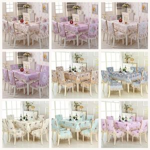 Table Cloth High Quality European Jacquard Rectangular Dining Chair Cover 1PCS Tablecloth 6PCS Bundle Sale