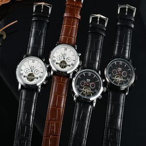 男性は革のストラップ豪華な時計で41mmの機械的ムーブメントを監視します白い黒いダイヤルpp082001298f