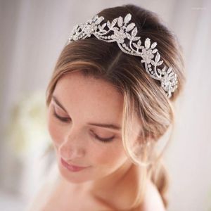 Headpieces Round Silver Alloy White High Quality Rhinestones Diademas Wave Shape Bridal Head Crown Accessoires Mariage
