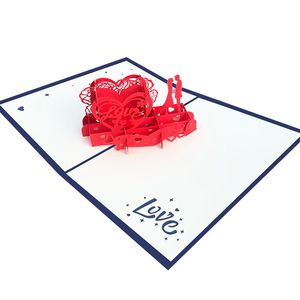 Biglietto d'auguri pop-up 3D San Valentino Love Hollow Couple Confession Girlfriend Gift Blessing Card