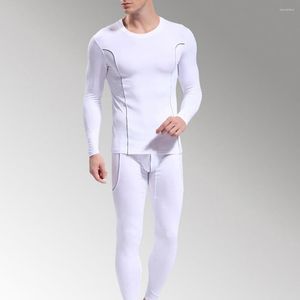 Männer Thermo-Unterwäsche Männer Sets 2022 Mode Streifen Muster Langarm Schlank Top Hosen Set Weiche Warme Höhe Stretch pyjamas