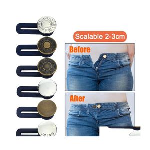 Sewing Notions Tools Magic Metal Buttons Extender For Jeans Adjustable Retractable Waist Extenders Button Waistband Expander Drop Dhjy4