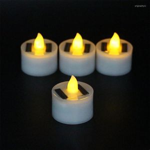 Party Decoration 120Pcs Solar Powered LED Electronic Candle Flickering Flameless Lamp Tea Light Wedding Xmas Table Centerpiece Decor-Yellow