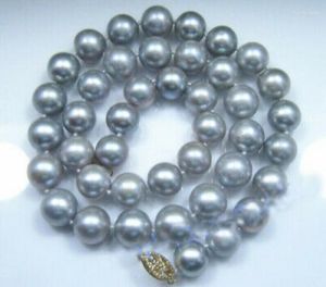 Catene Fashion 10-11 MM COLLANA DI PERLE GRIGIO NATURALE DEL MARE DEL SUD 18