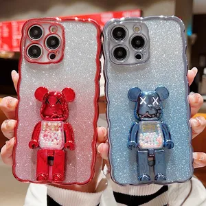 Coole Designer-Halter-Telefonhüllen für iPhone 14 13ProMax 12Pro 11 Xr 7 8 plus stoßfeste Abdeckung Shell Candy Bear Case mit Linsenverlaufsabdeckung