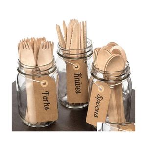 Disposable Dinnerware Ecofriendly 16Cm Wooden Cutlery Forks Spoons Dessert Utensils Party Birthday Home Tableware Drop Delivery Gard Dhumo