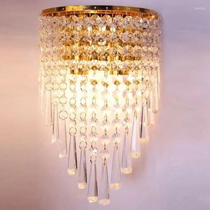 Lampa ścienna nowoczesne kryształowe złote lampy lekkie dekoracje pokoju LED ze szkłem do sypialni nocna łazienka w łazience wewnętrznej