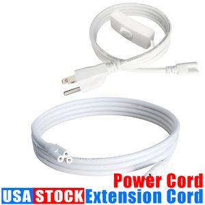 Cabo do cabo de alimentação para o T8 TUBE LED LUZ COM OFINAR OFF 3 PIN de 3 pinos Extensão do conector do tubo integrado US Plug 1ft 2ft 3,3f T 4 pés 5ft 6f