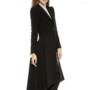 Women's Wool Spring 2022 Thin Coat Women Office Wear Long Coats Winter Black Party Ladies Simple Elegant Overcoat