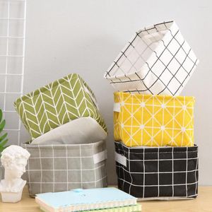 Storage Boxes Folding Linen Desktop Box Waterproof Toy Sundries Basket Cosmetic Underwear Organizer Office Stationery