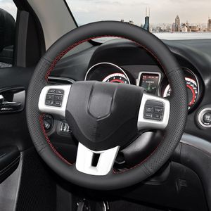 Для Dodge Challenger Avenger Charger 2011-2014 Journey Grand 2011-2020, сшитый вручную черный не скользкий кожаный рулевой крышку