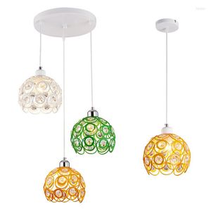 Pendant Lamps Modern Creative Crystal Decorative Restaurant Iron Base Lamp Multi-color Chandelier Hallway Living Room