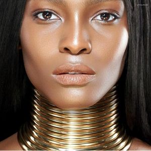 H￤nge halsband vintage uttalande choker halsband guld f￤rg l￤der krage maxi afrikanska smycken justerbar chokers hals f￶r kvinnor