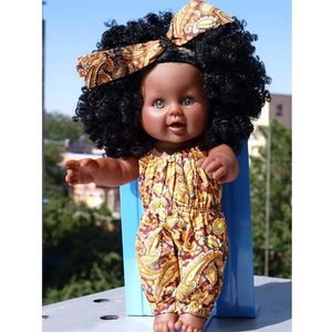 Muñeca afroamericana de 12 pulgadas Figuras negras de niña con banda de la cabeza de la cabeza de los apropiantes de la cabeza Play Dolls for Kids Perfect Gift 220329263p