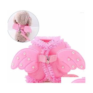 Hundhalsar Leashes Angel Princess Wing Breast Straptraction Traction Rope Kitten Cat Out to PL Set Pet Pet Chest Strap Puppy Drop Del Dh5lt