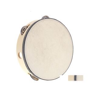 Party Favor Drum 6 Inches Tambourine Bell Hand Held Birch Metal Jingles Kids School Musical Toy Ktv Percussion Paf14398 Drop Deliver Oti2U