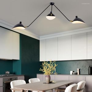 Taklampor Luster Nordic Post-Modern Swing Arm Lamp Creative Designer Restaurant Kitchen Living Room Decor Industrial Metal