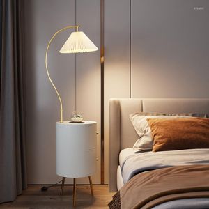 Floor Lamps Bedroom Bedside Table Wireless Charging Led Living Room Sofa Side Shelf Standing Lights Home Deco