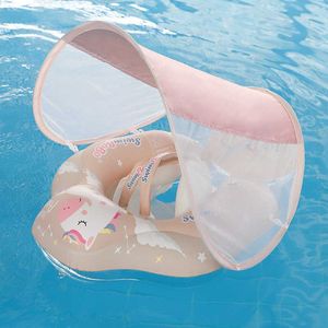 Life Vest Buoy Baby Swimming Float med Canopy Splash Game Uppblåsbar pool float Ring Toy Girls Basketball Game Hucket Pink Pony Swimming Ring T221214